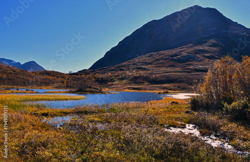 Colorful autumn in Jotunheimen national park in Norway