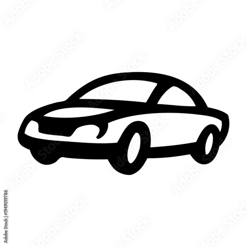 Icono auto. Logo concesionario de coches. Dibujo sencillo con líneas de la vista en perspectiva de un vehículo