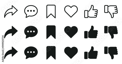 Social Media Engagement Icons Set