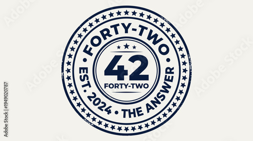 A circular emblem prominently displays the number forty-two and 'The Answer' within a starry border, symbolizing a unique concept or brand established in 2024.