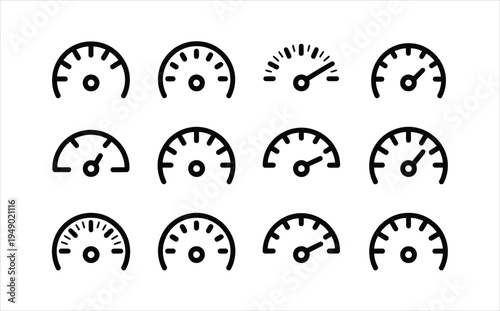 Speedometer and Gauge Icons Set