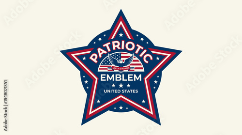Simple patriotic star badge graphic utilizes red, white, and blue colors to represent a unified United States identity.
