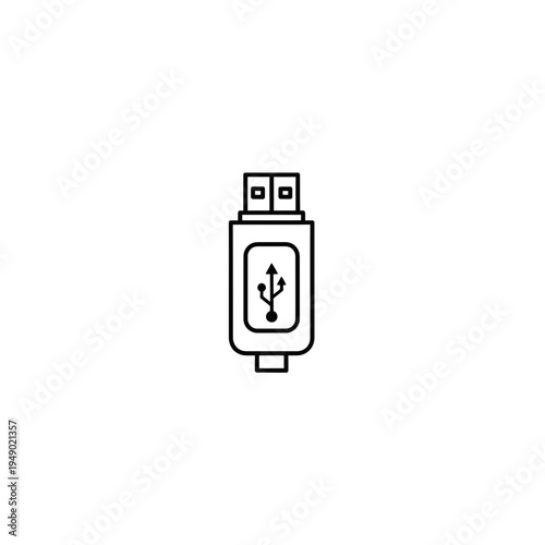 USB Drive Line Icon on White vector illustration