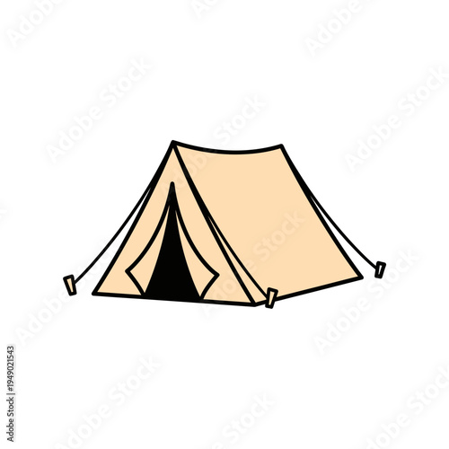 Simple Camping Tent Outline Icon vector illustration