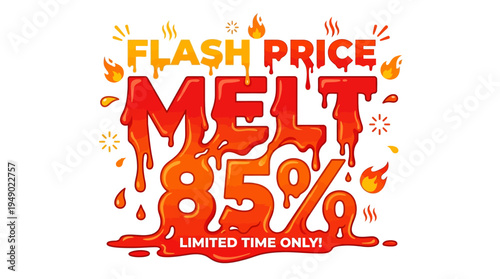 Flash Price Melt Sale Banner with Flames