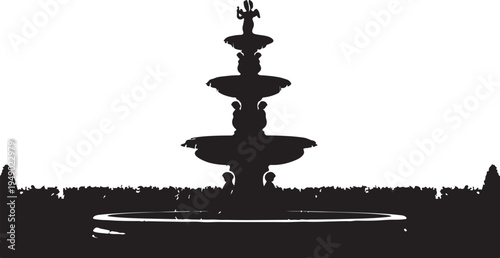 Black silhouette of a three-tiered fountain vector