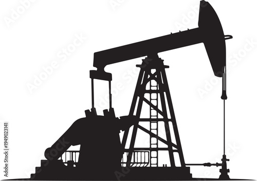 Vector silhouette of an oil pump jack, black on white background