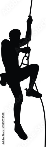 Silhouette of man jogging and sprinting, athlete running in motion, sports and fitness vector illustration