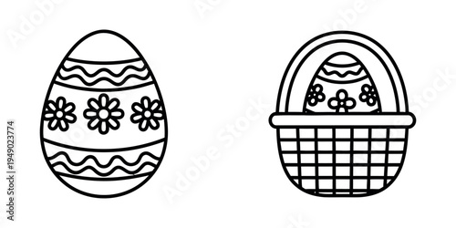 Easter egg and basket illustration