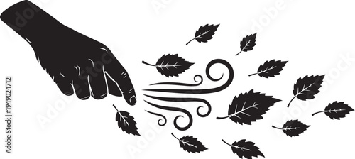 Hand Releasing Leaves into the Air with Gentle Touch