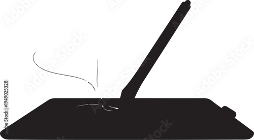 Vector black laptop silhouette with smoke