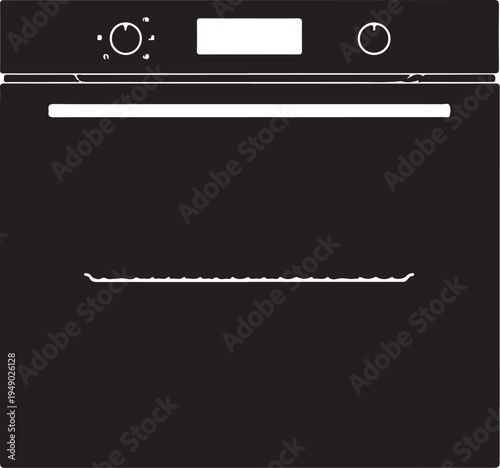 Vector illustration of a black oven door