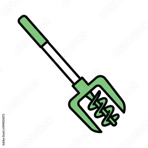 Green Garden Tool with Spiral Auger for Soil.