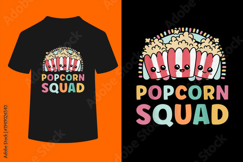 Popcorn Squad Funny Matching for Girls Cinema Movie Night T-Shirt

