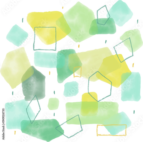 水彩の背景素材　ブロック　幾何学