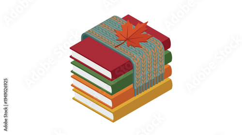 Stack of colorful books tied together.