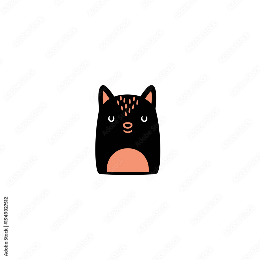 Fototapeta premium Cute Black Cat Graphic on White Background vector illustration