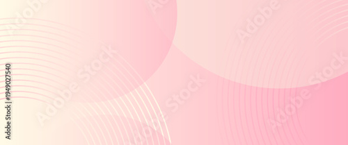 Abstract Soft Pink Geometric Background with Overlapping Circles and Curved Lines, Modern Gradient Minimalist Vector Illustration for Beauty Branding, Wedding, and Web Banner