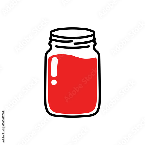 Canned Food Jar with Red Liquid vector illustration