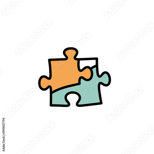 Connected Jigsaw Puzzle Pieces vector illustration