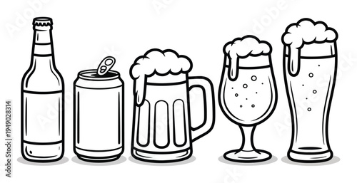 Beer Drink Set Vector Illustration