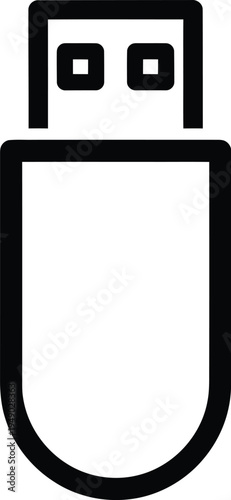 A minimalist black and white outline icon representing a standard universal serial bus flash drive