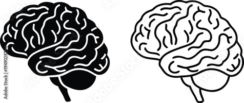 A sequence of five brain icons showing a progression from solid black to outlined dotted lines