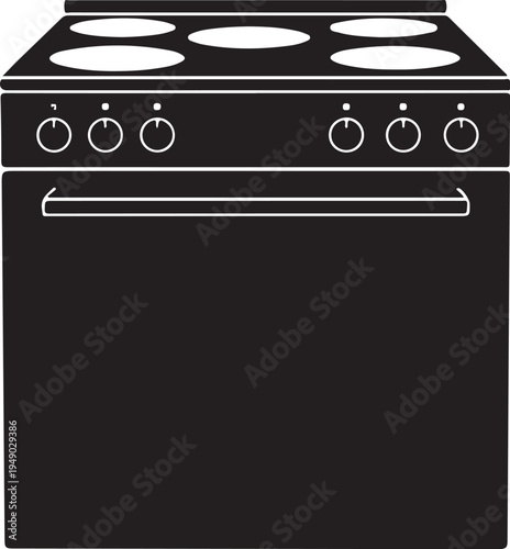 Vector electric stove icon, kitchen appliance illustration