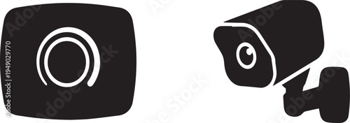 Smart Home Technology Thermostat and Security Camera Silhouettes