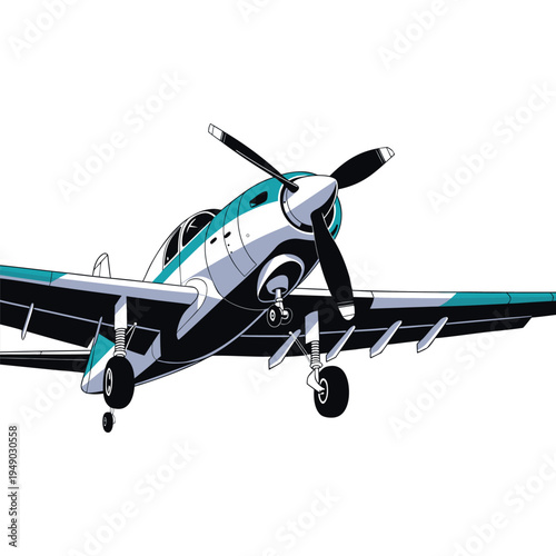 Vintage yellow and red biplane flying isolated on white background.