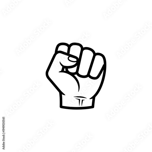 Raised Fist Hand Gesture Outline Symbol vector Illustration