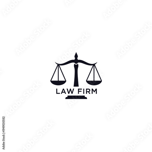 Elegant Law Firm Logo with Scales of Justice vector Illustration