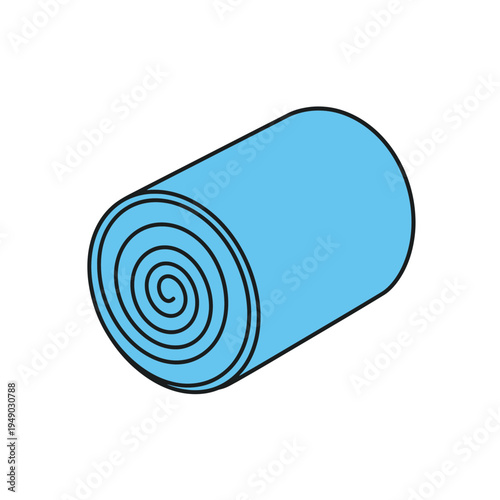 Light Blue Rolled Up Towel Isolated on White Background vector Illustration