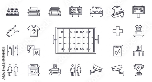 Collection of American Football Stadium Icons and Elements.
