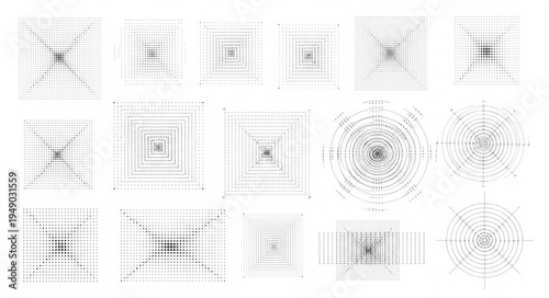 Abstract Halftone Dot Patterns and Geometric Designs.