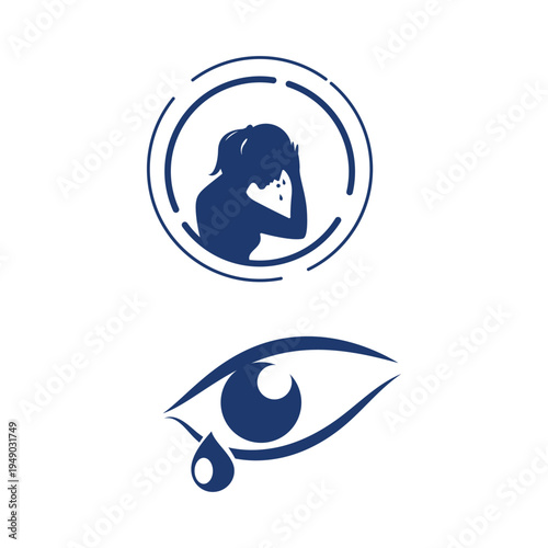 Crying Woman Sadness and Crying Eye Sad Emotion Icon Vector Illustration