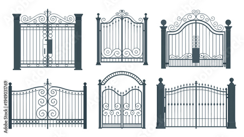 Collection of ornate wrought iron gates and fences