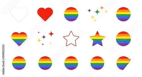 Free Download Minimalist pride sticker shapes and hearts set - GFXLoad