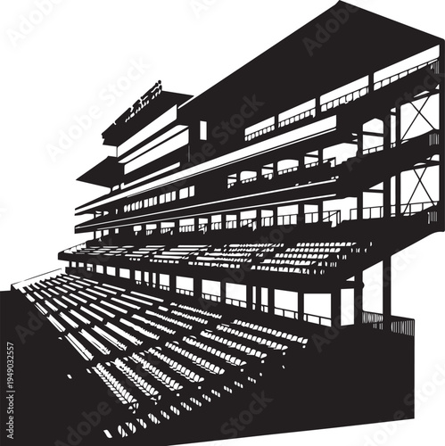 Modern grandstand silhouette vector illustration line art for stadium or event venue