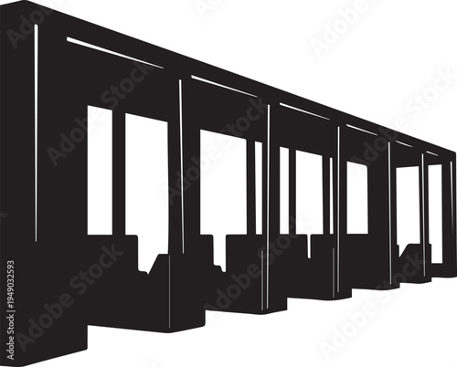 Starting gates silhouette vector illustration line art horse racing track gates set style