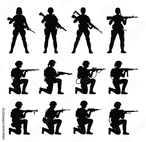 Soldier Silhouettes Vector Illustration