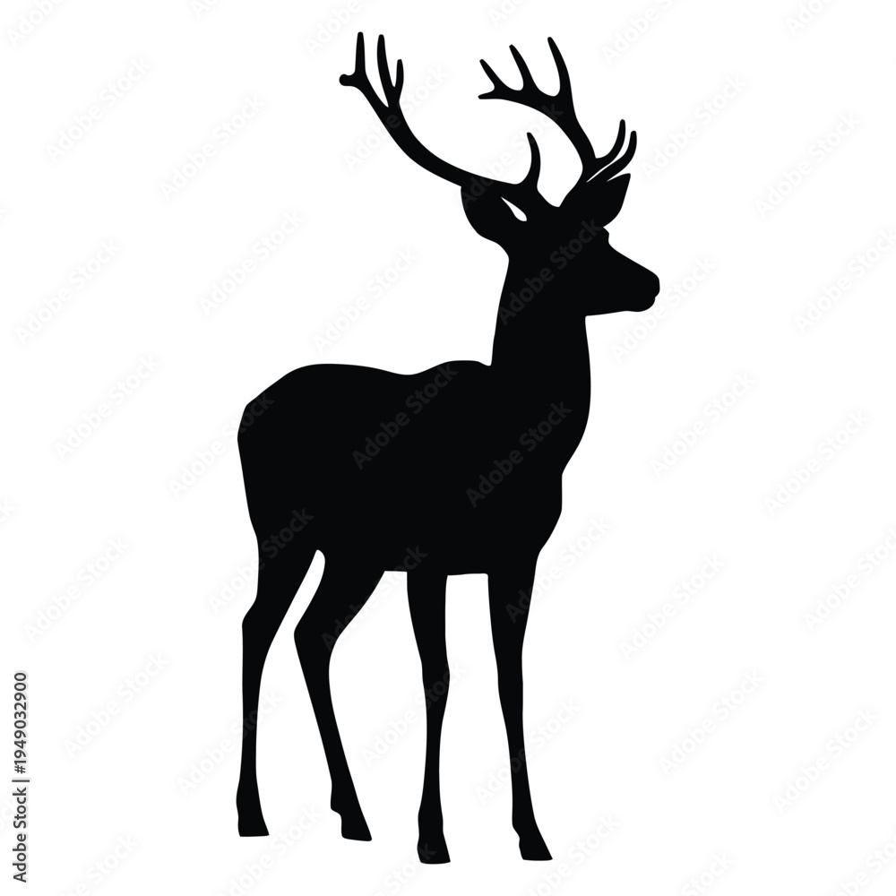 Fototapeta premium Majestic Deer Stag Silhouette Vector Illustration