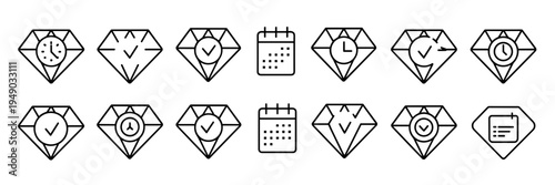 Task organization and workflow system icons – Great for productivity dashboards, deadline tracking, or scheduling software.