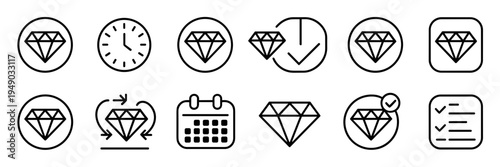 Productivity workflow and time management icons – Perfect for task lists, calendar planning, or project management tools.