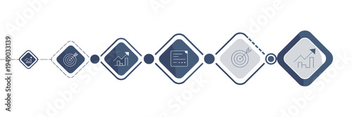 Corporate skill development roadmap icon set – Great for talent management, career pathways, or professional growth plans.