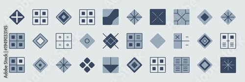 Editorial magazine layout and publishing icons – Ideal for graphic design, typography grids, or publication templates.
