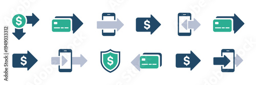 Mobile banking and transfer arrow icons – Great for payment flows, secure transfers, or digital wallets.