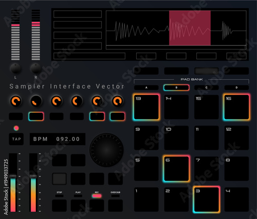 Sampler Interface Vector – Beat Maker Drum Pad Controller UI