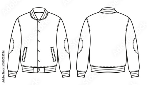 Varsity Jacket Vector Illustration Front and Back View
