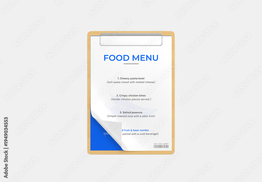 Realistic Food Menu Card Mockup Template Stock Template | Adobe Stock